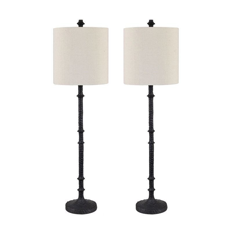 39.25"H Resin Buffet Lamp With Linen Shade