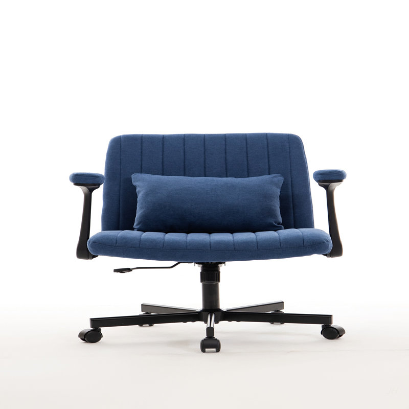 Criss Cross Armrest Office Chair With Wheels - Modern For Home Office, Meditation & Creative Work, Blue