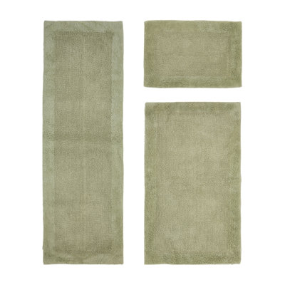 Ensemble de tapis pour salle de bain réversible 100% coton 2370 g / m² Merkel - ultra doux, très absorbant, lavable à la machine, certifié OEKO-TEX, idéal pour la douche, la baignoire et le meuble-lavabo, sauge