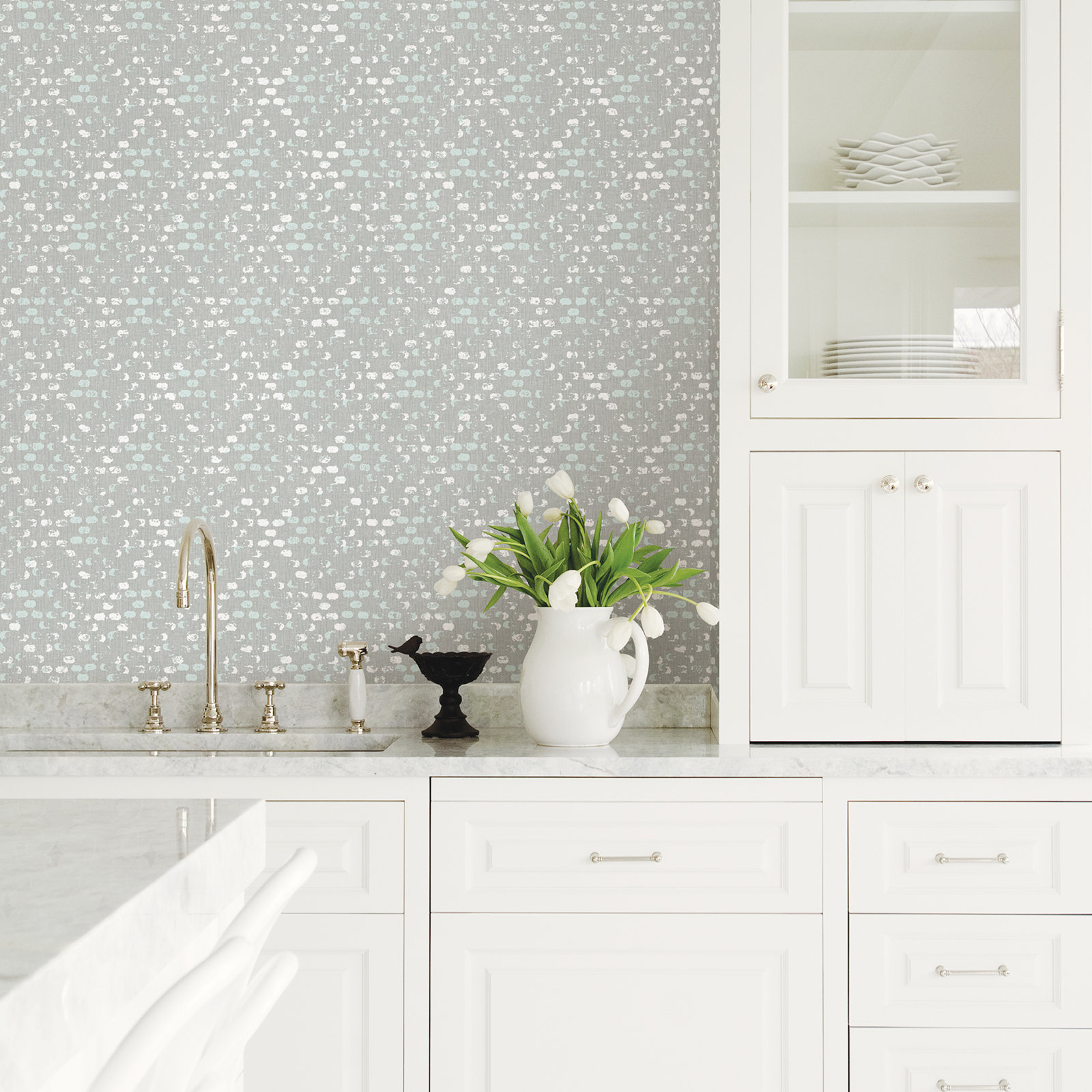 Modern Geometric Wallpaper, Light Blue