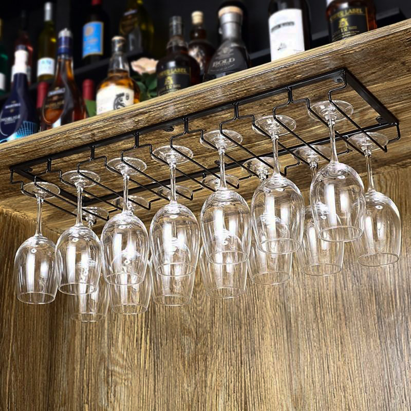 Kilmarnock Hanging Wine Glass Rack in Black