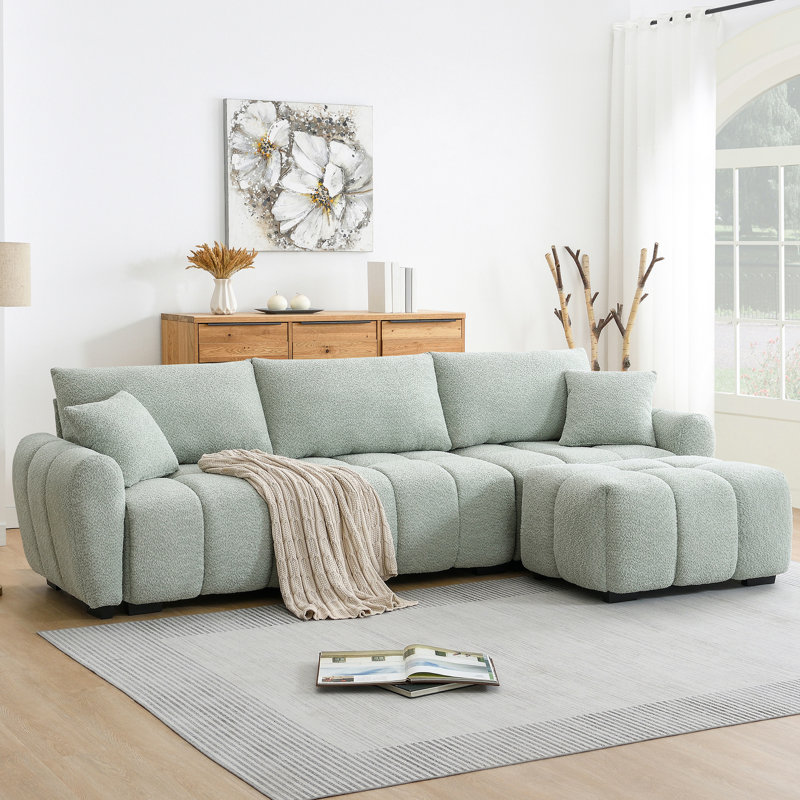 Canapé modulaire modulaire avec siège très grand, conception en ligne, repose-pieds mobile, mousse haute densité, combinaison libre, structure robuste pour une vie confortable