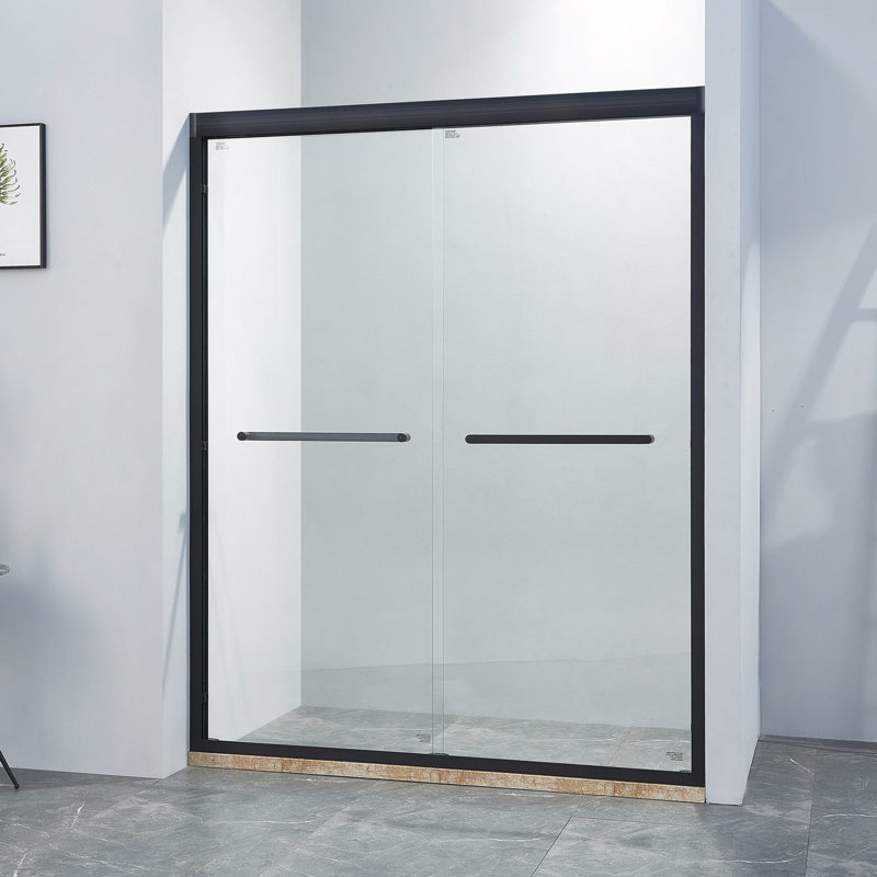 56-60"W X 75"H Double Sliding Shower Door, Aluminium Alloy Frame, 1/4" (6Mm) Thick SGCC Tempered Clear Glass.