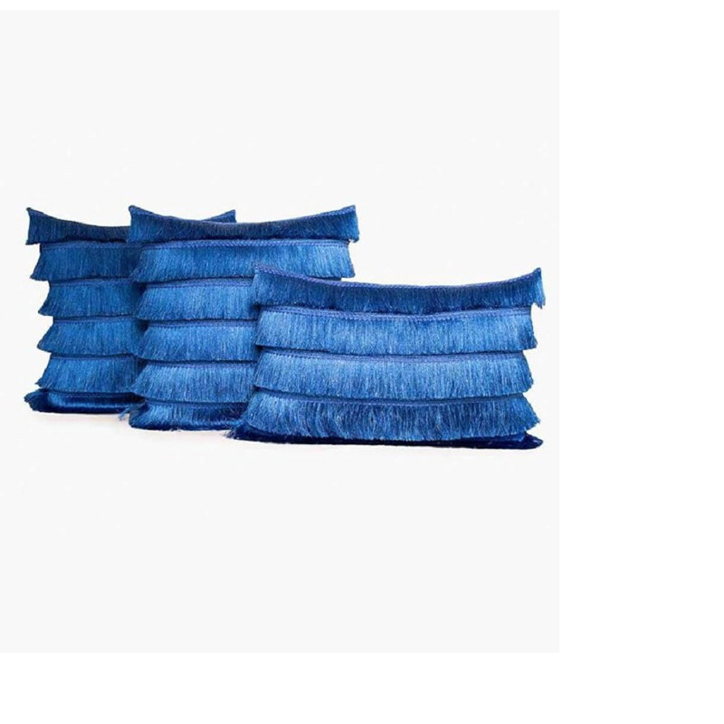 Ensemble de 3 housses de coussin lombaire décoratives à franges - 14 po x 20 po - Housses de coussin décoratives texturées