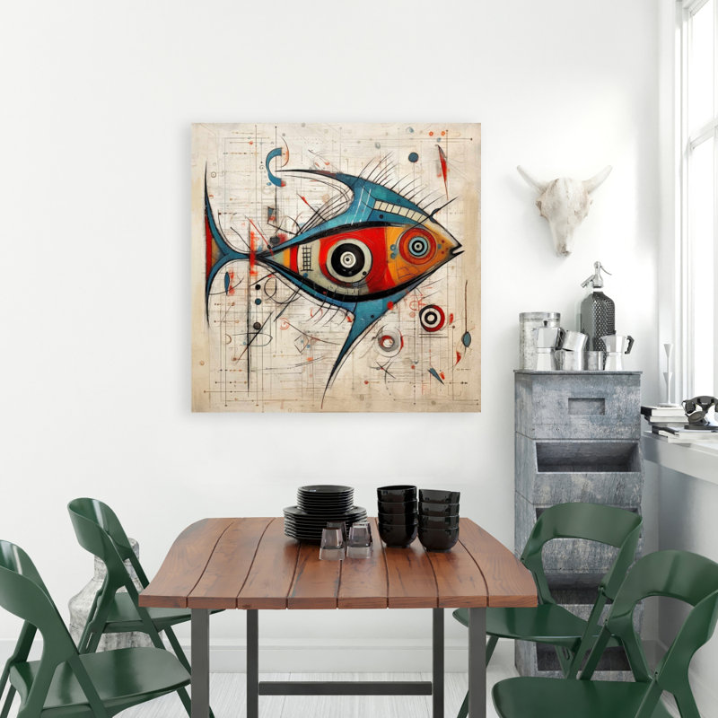 Poisson abstrait - Toile abstraite marine pour la maison | Art