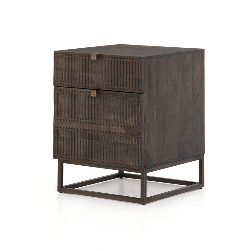 Kelby Vertical Filing Cabinet, Carved Vintage Brown