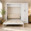 Grand lit escamotable avec garde-robe et tiroirs de rangement, tête de lit tapissier-133704474