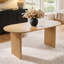 Table de salle à manger 79 po en bois Soild avec base à double piédestal et plateau ovale -1886108144