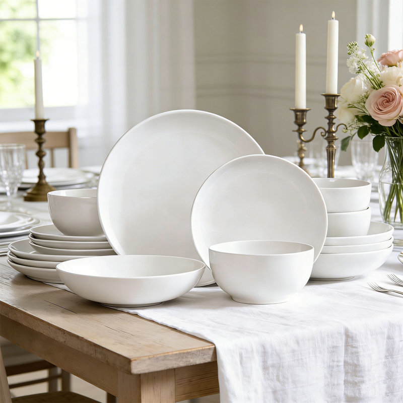 Service de table en grès 16 pièces Pure - Service pour 4, Blanc