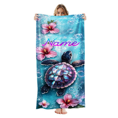  Personalized Beach Towel with Name, Custom Microfiber Bath Towel 30*60 inchesDreamy unicorn