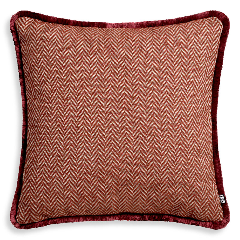 Kauai Pillow Cover & Insert, Square, 23.62"H x 23.62"W, Red Herringbone