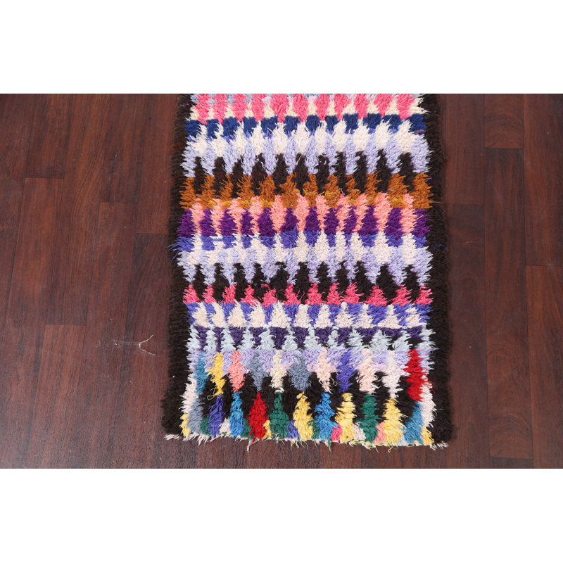 Tapis de couloir tribal marocain noué à la main 3 x 8