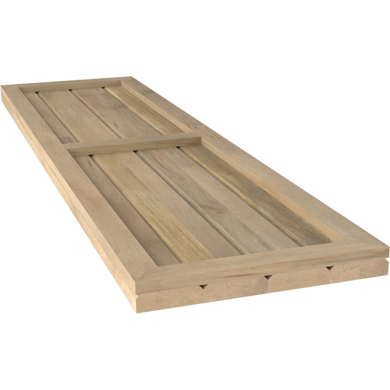 Americraft Two Equal Panel Framed Board-n-Batten Shutters (Per Pair), Unfinished, 36", 14"