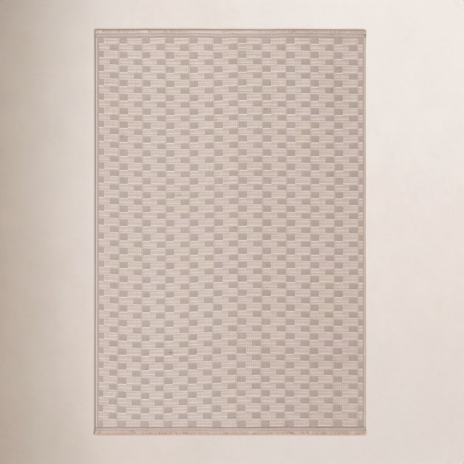 Eloi Natural Ivory Checkered Jute Rug, Rectangle 8'6" x 12'