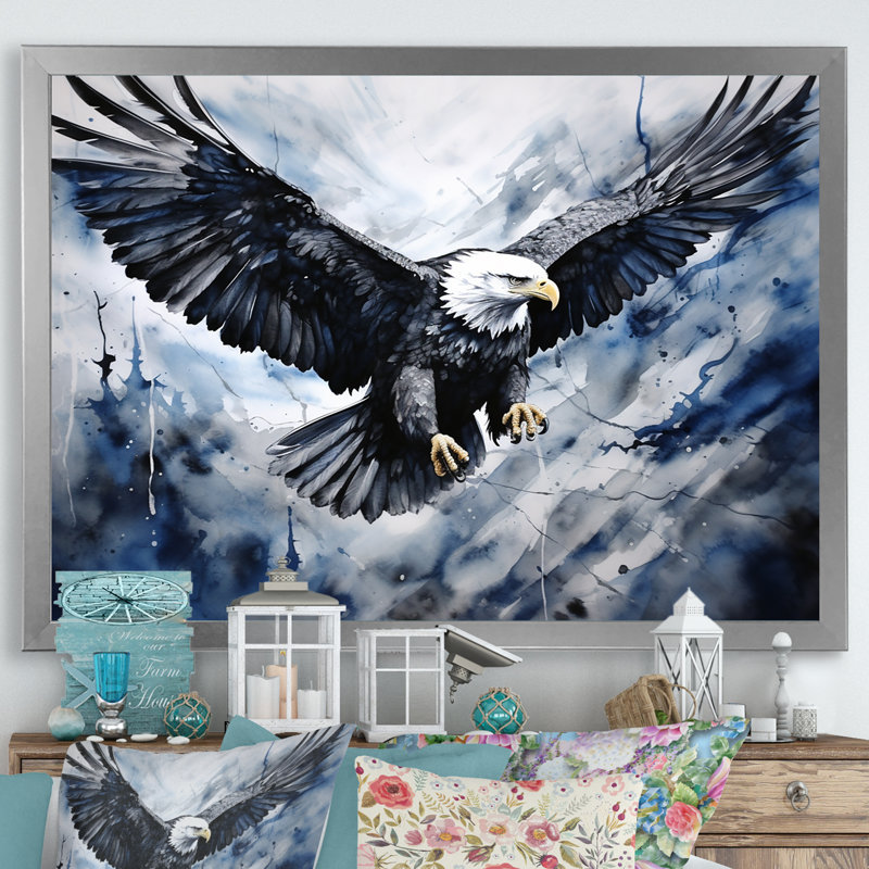 Prismatic Majestic Bold Eagle III sur toile, H 16 po x l 32 po x P 1 po, Cadre simple argenté