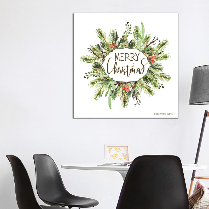 Merry Christmas Greenery I by Bluebird Barn - Wrapped Canvas Print, 93.98 cm H x 93.98 cm W x 3.175 cm D