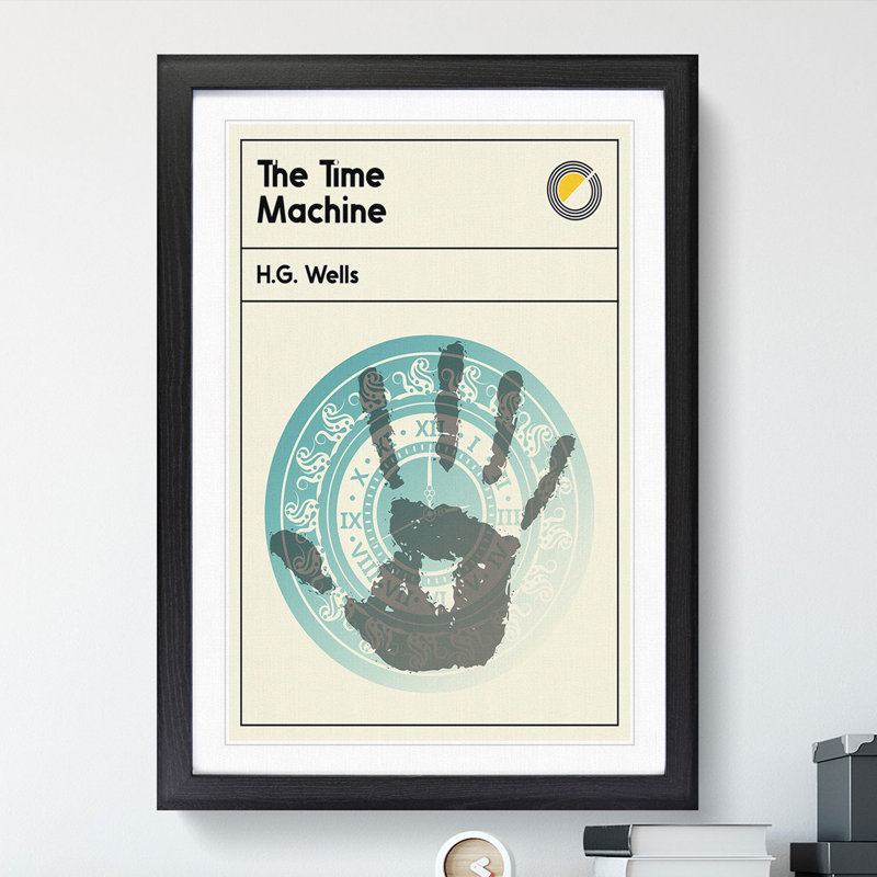 Book Cover the Time Machine H. G. Wells - Picture Frame Graphic Art, Black, 65cm H x 48cm W x 2cm D