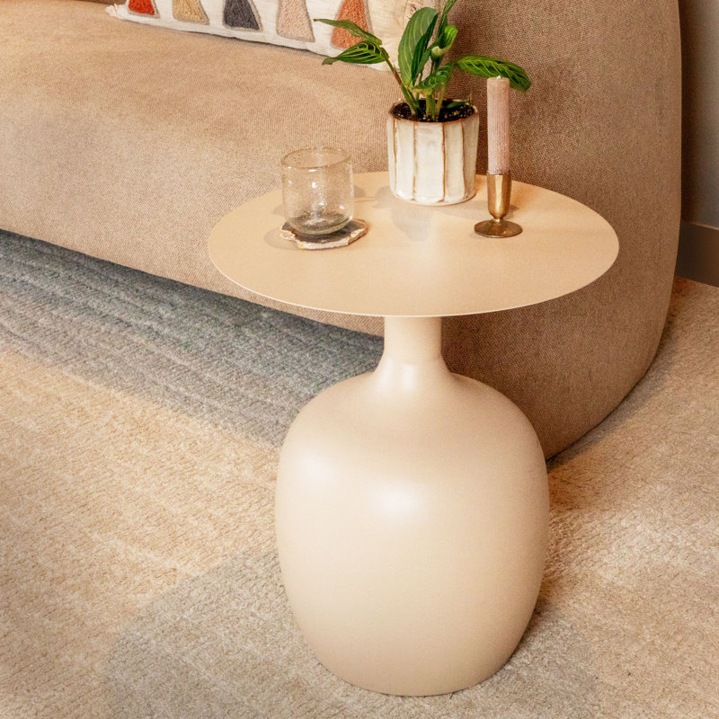 Table d'appoint carrée en métal Carter, crème, Crème