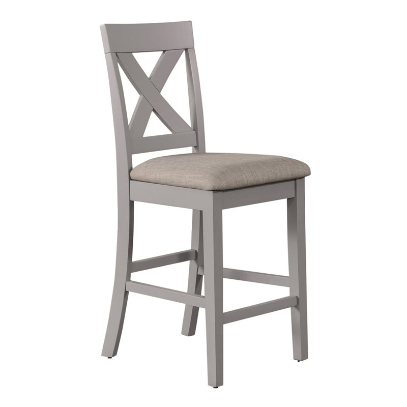 Ketron 6-Piece Counter Height Dining Set w/ Upholstered Seats, Light Gray