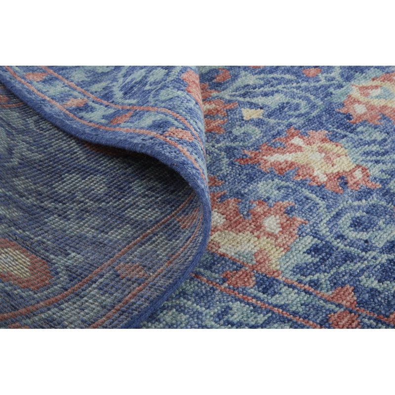 Beall Wool Floral Area Rug in Blue, Rectangle 2' x 3'