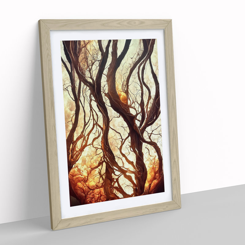 Abstract Autumn Tree No.2 - Framed Print, 34cm H x 25cm W, Oak