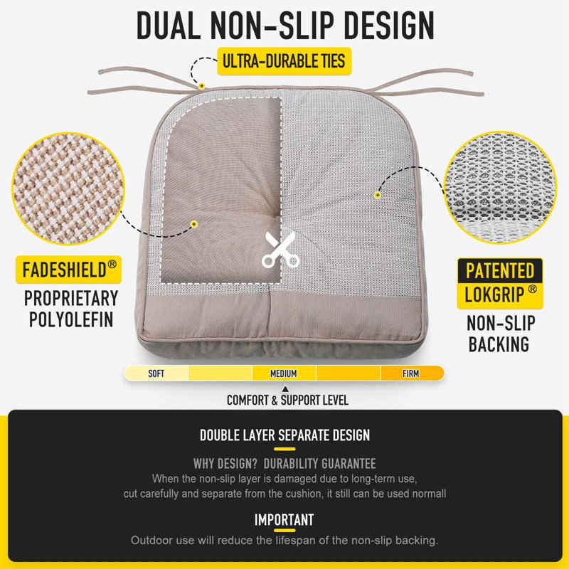 Memory Foam Non Slip Rocking Chair Cushion, FadeShield Water Resistant Thicken Durable Tufted Pads