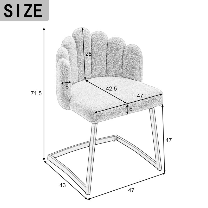 Carlecia 47cm H Upholstered Upholstered Back Side Chair in Beige, Grey, Black