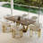 Glam And Luxurious White Boucle Upholstered Barrel Dining Room Chairs With Polished Gold Legs And Armrest-496309653-496309650