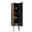 Armoire de salle de bain 14S, noir mat et rayé, conception autoportante moderne avec tablettes de rangement Pieds en métal stables Rayures attrayantes, robustes et pratiques