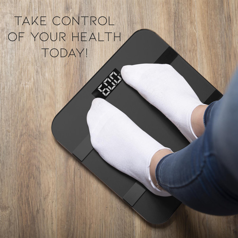 Symple Stuff Aizha Smart Digital Glass Bathroom Scale with Bluetooth
