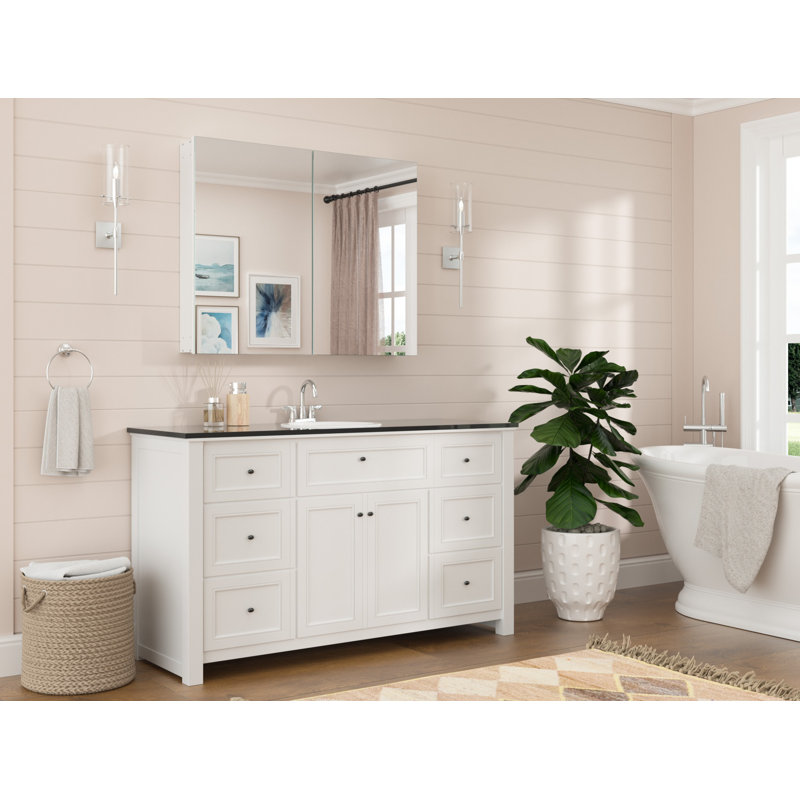 Armoire à pharmacie Husai, H 32 po x l 40 po x P 4,3 po, Blanc