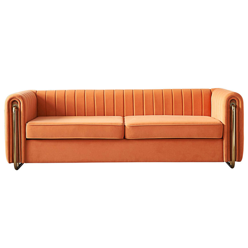 Canapé rembourré 84,25 po Nakesha, Velours orange