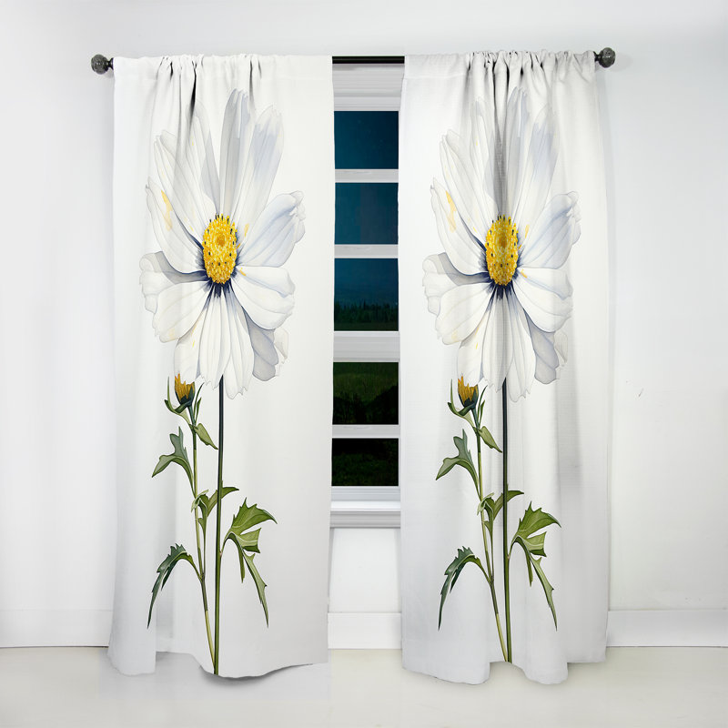 White Daisies Sublime Simplicity II - Traditional Velvet Curtain - Room Darkening - 1 Panel, 52" W x 108" L