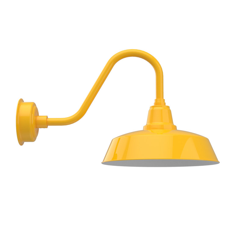 Luminaire de grange d’extérieur à del Vandervliet, Jaune, H 14,88 po x l 16 po x P 27 po
