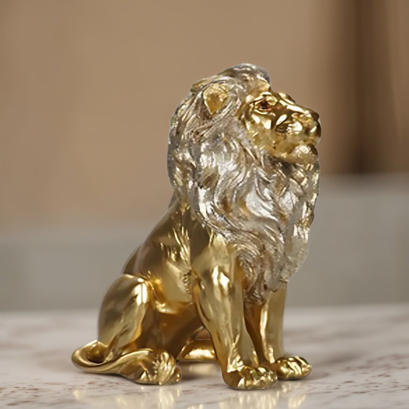 Figurine lion doré 8 "H