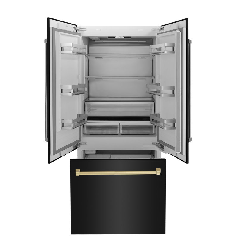 ZLINE 36" 19.6 cu. ft. Built-In 3-Door French Door Refrigerator with Internal Water and Ice Dispenser, Champagne Bronze