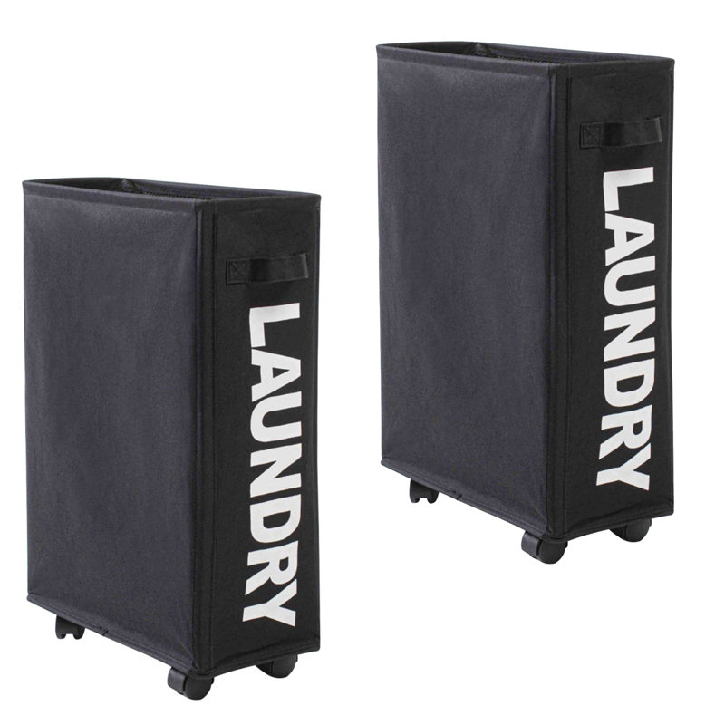 Desjuan Rolling Laundry Hamper with Handles, Black