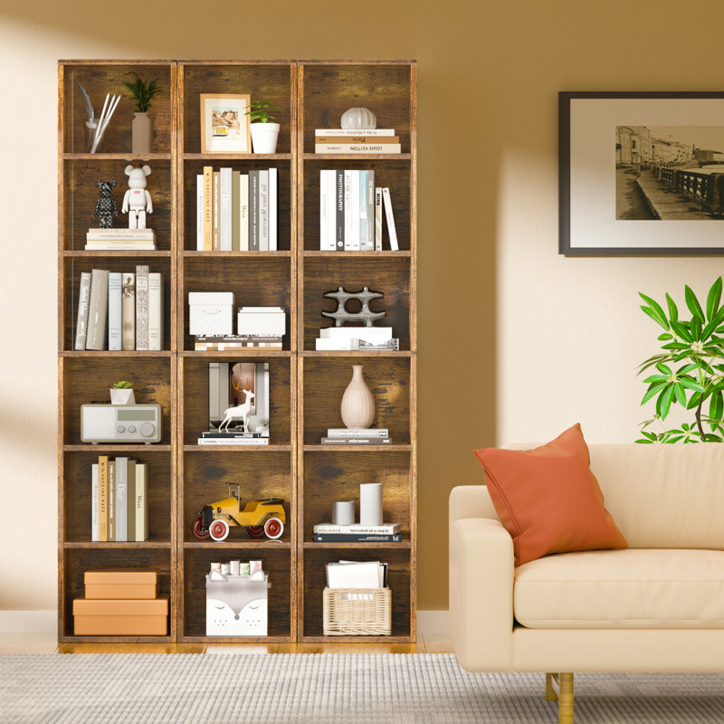 Bibliothèque étroite Imron, bibliothèque d'angle pour chambre à coucher, salon, bureau, Brun