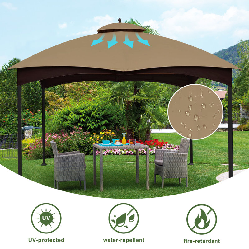 Moguel Replacement Canopy Top for 10ft. W x 12ft. D Allen Roth Gazebo, Khaki