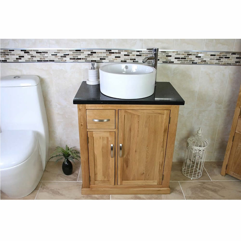 Deluna 750mm Single Bathroom Vanity with Vessel Ceramic Basin, Black