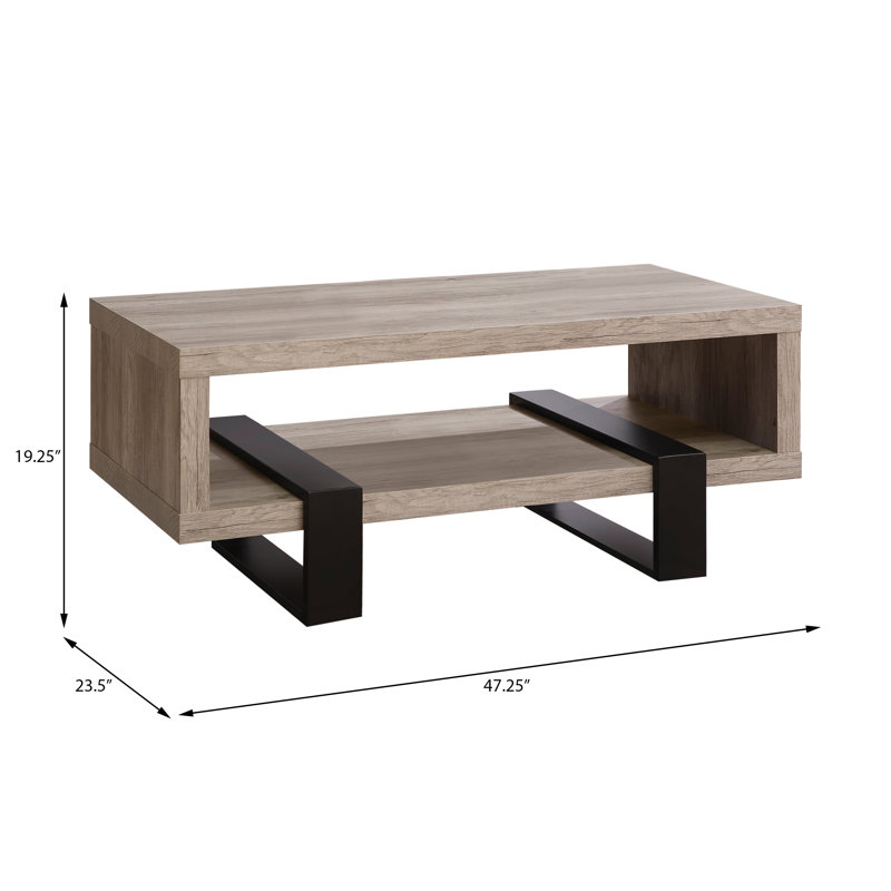 Garven Coffee Table with Shelf, Gray