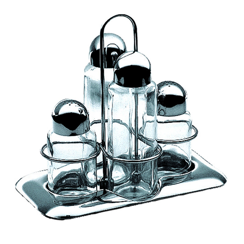 Coccola Stainless Steel Cruet and Salt Cellar Set with 4 Compartments
