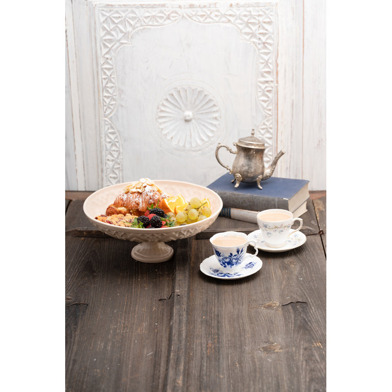 Vintage Inspired Ceramic Ceramic Cake Stand, Beige