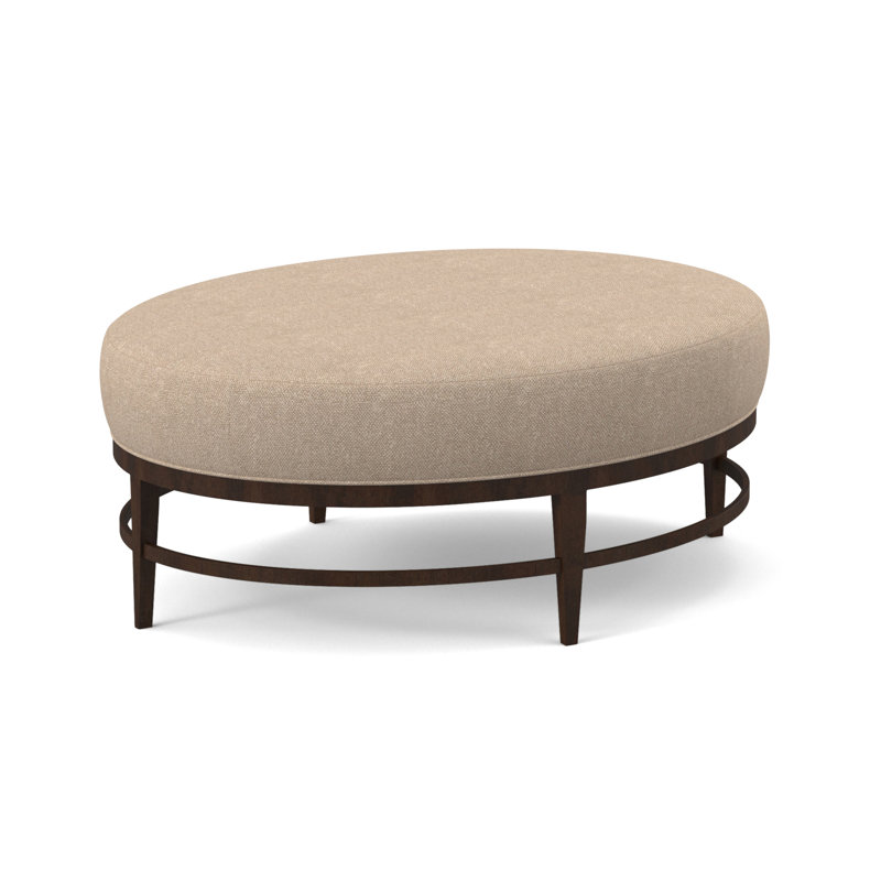 Elliptic Oval Ottoman, American Walnut, Libby Linen