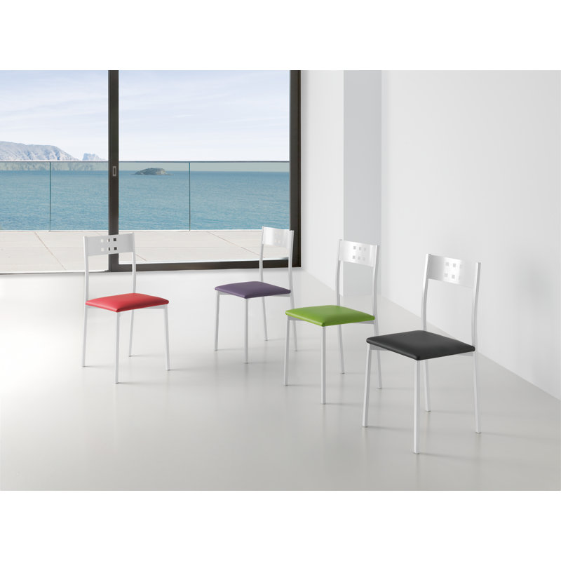 Adri 46cm H Upholstered Metal Side Chair, Red