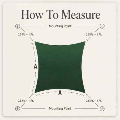 Amgo Pro Ring Square Sun Shade Sail 260 GSM Heavy Duty