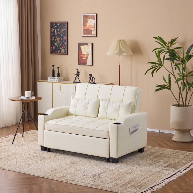 Canapé-lit rembourré convertible pour lit double, Beige