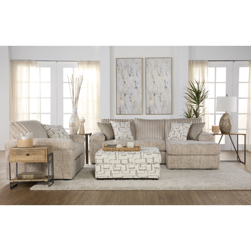 Hughes Furniture 2 Piece 19950 Modular Sectional Small - Galactic Parchment, 33" H x 98" W x 64" D