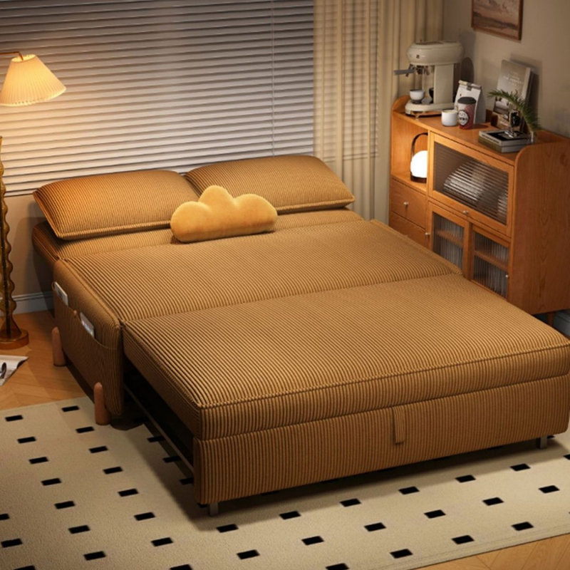 Canapé-coussin orange en velours côtelé standard, H 35,43 po x L 53,15 po x l 35,43 po