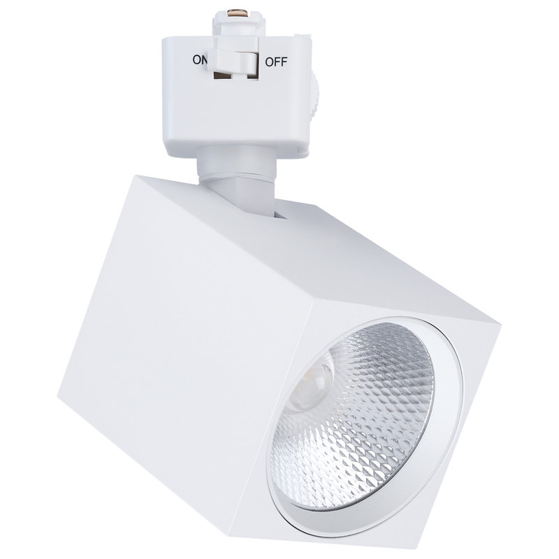8 Watt LED Track Head 2700K/3000K/3500K/4000K/5000K CCT Selectable Dim to Warm J Style 48 Degree Beam Angle 120 Volt White Square